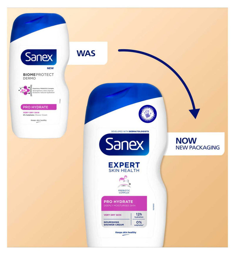 Sanex Pro Hydrate shower cream 450ml, imported from the UK