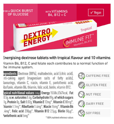 Dextro Energy ImmuneFit Tropisk smak Energitabletter 2-pakning