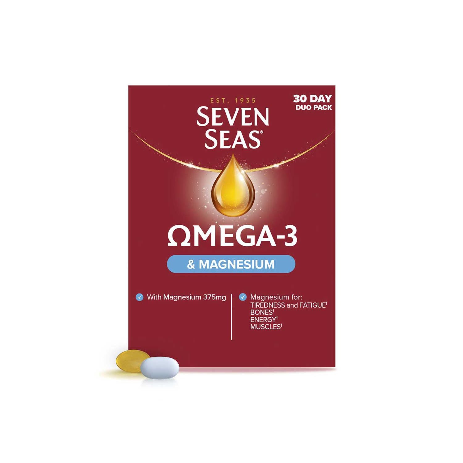 Seven Seas Omega-3 Magnesium Duo Pack 30+30, imported from the UK