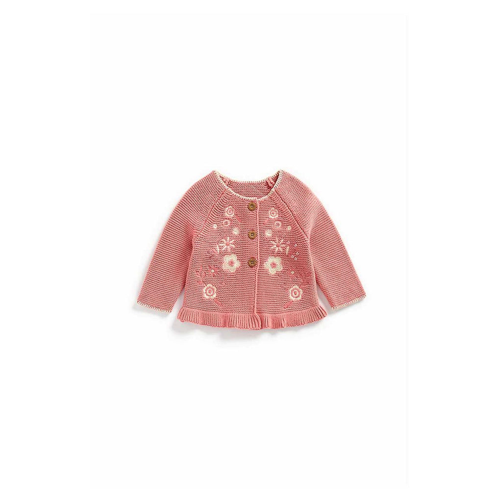 Pink Flower Knitted Cardigan