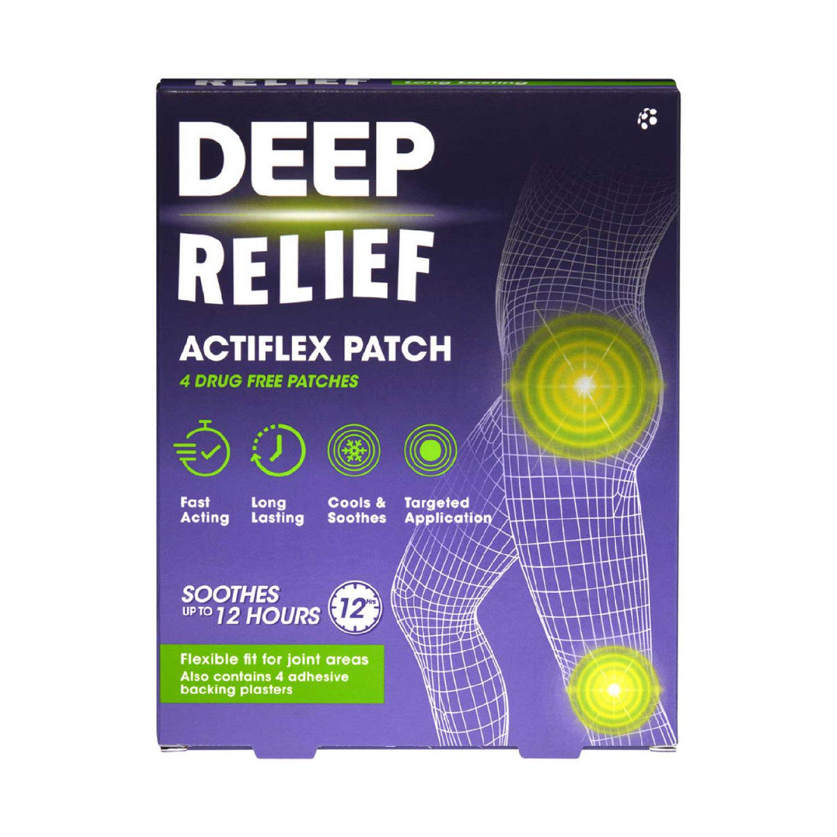 Deep Relief Actiflex joint pain relief patches 4 pack - British product