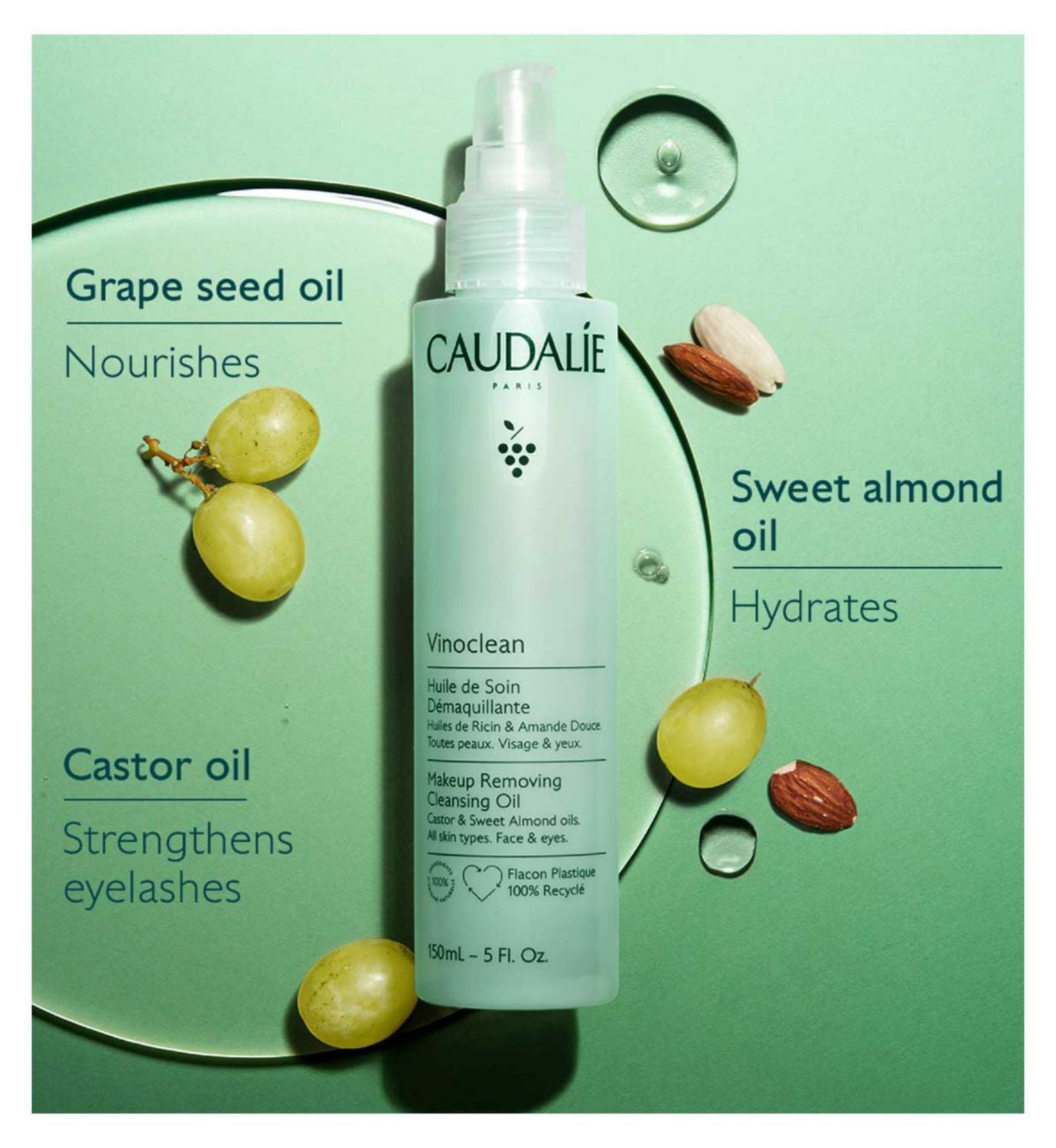Caudalie Vinoclean cleansing oil 150ml - British product