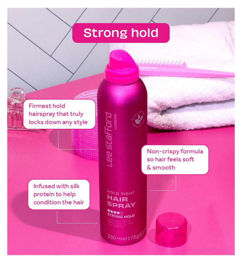 Lee Stafford Hold Tight styling hairspray 250ml, imported from the UK