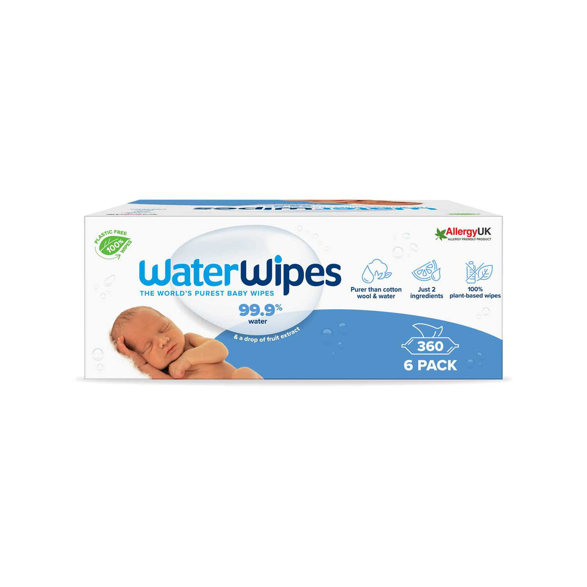 WaterWipes Original Plastic Free baby wipes 6pk 360 wipes, UK version