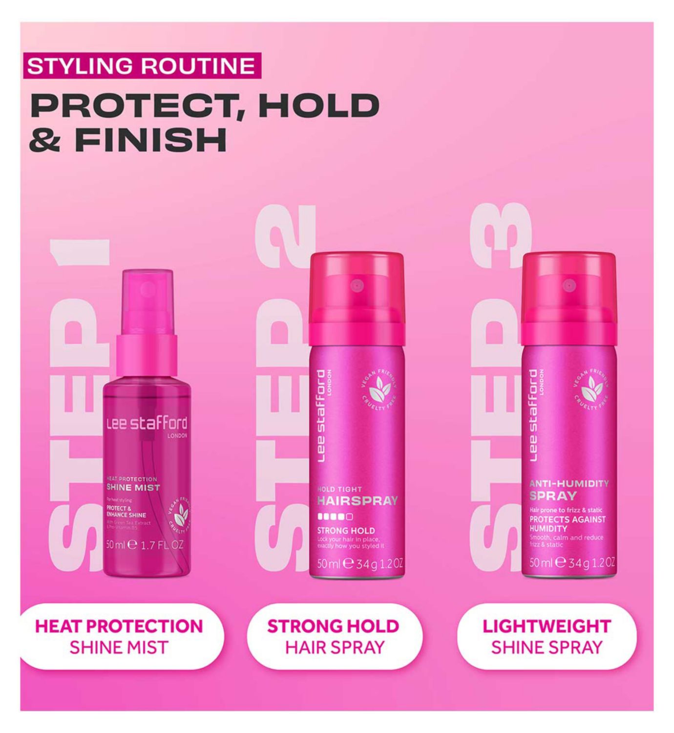 Lee Stafford Hold Tight Hairspray 50ml, imported from the UK