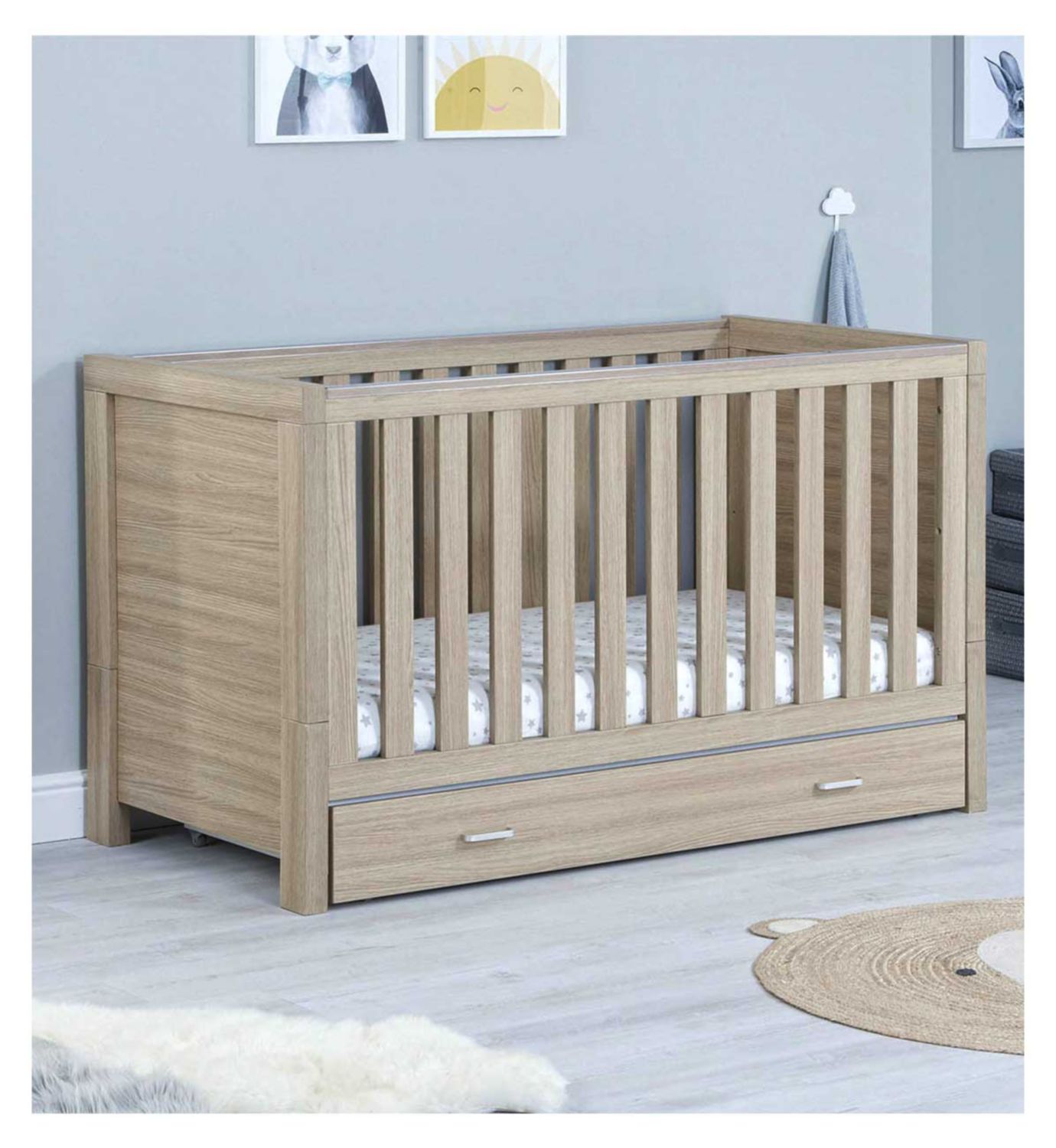 Babymore Luno 2 piece nursery furniture set - Oak, UK version