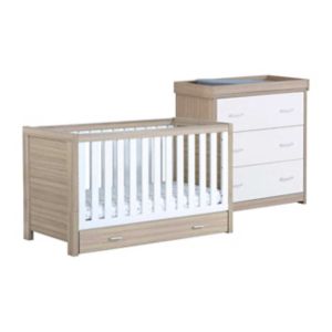 Boots Babymore Luno 2 Piece Room Set Oak White Cot Bed Furniture- Buy online at McGrocer