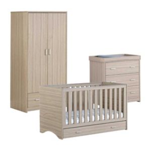 Babymore Veni 3 Pieces Room Set Oak Baby Nursery Furniture