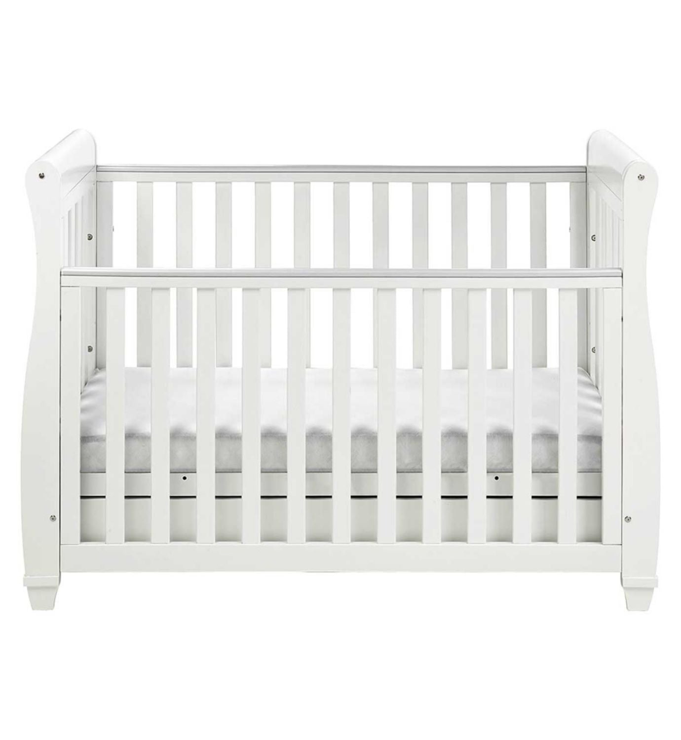 Babymore Eva Sleigh Cot Bed Dropside Drawer White - British product