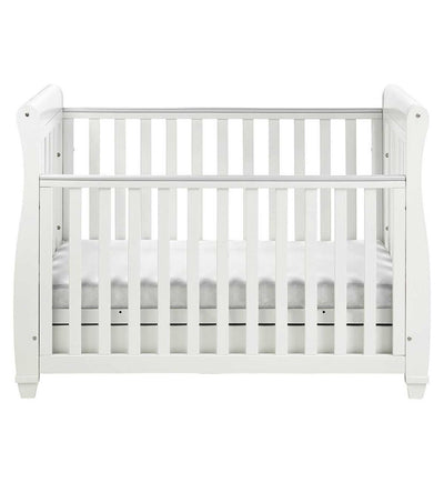 Babymore Eva Sleigh Vuggeseng Med Nedfellbar Side og Skuff Hvit 137x66x100cm