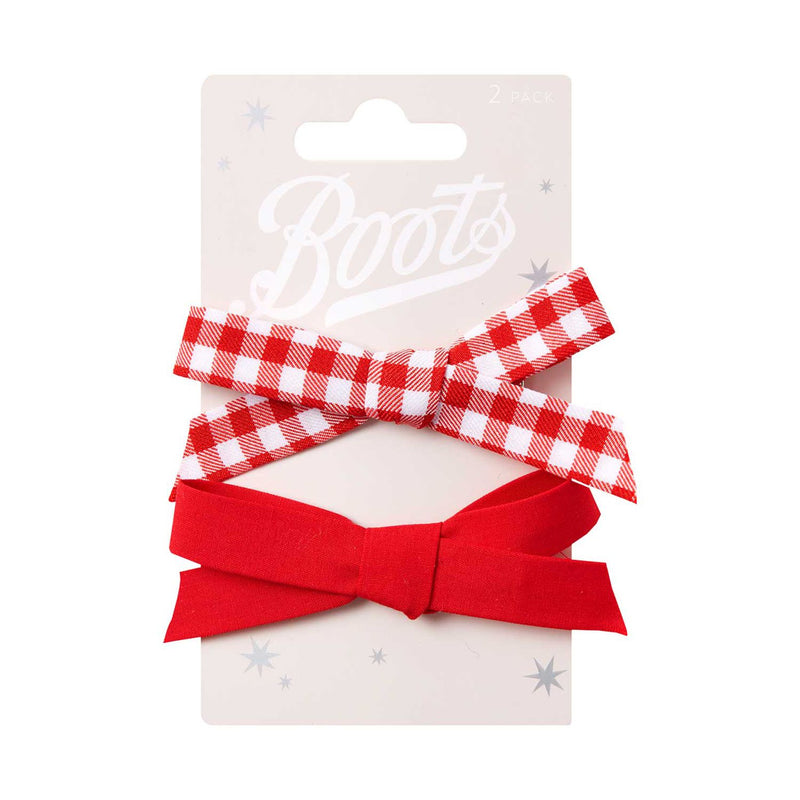 Boots Kids red and white gingham bow clip - British product