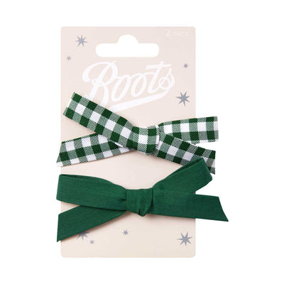 Clip pour cheveux à nœud vichy vert et blanc pour enfants de Boots