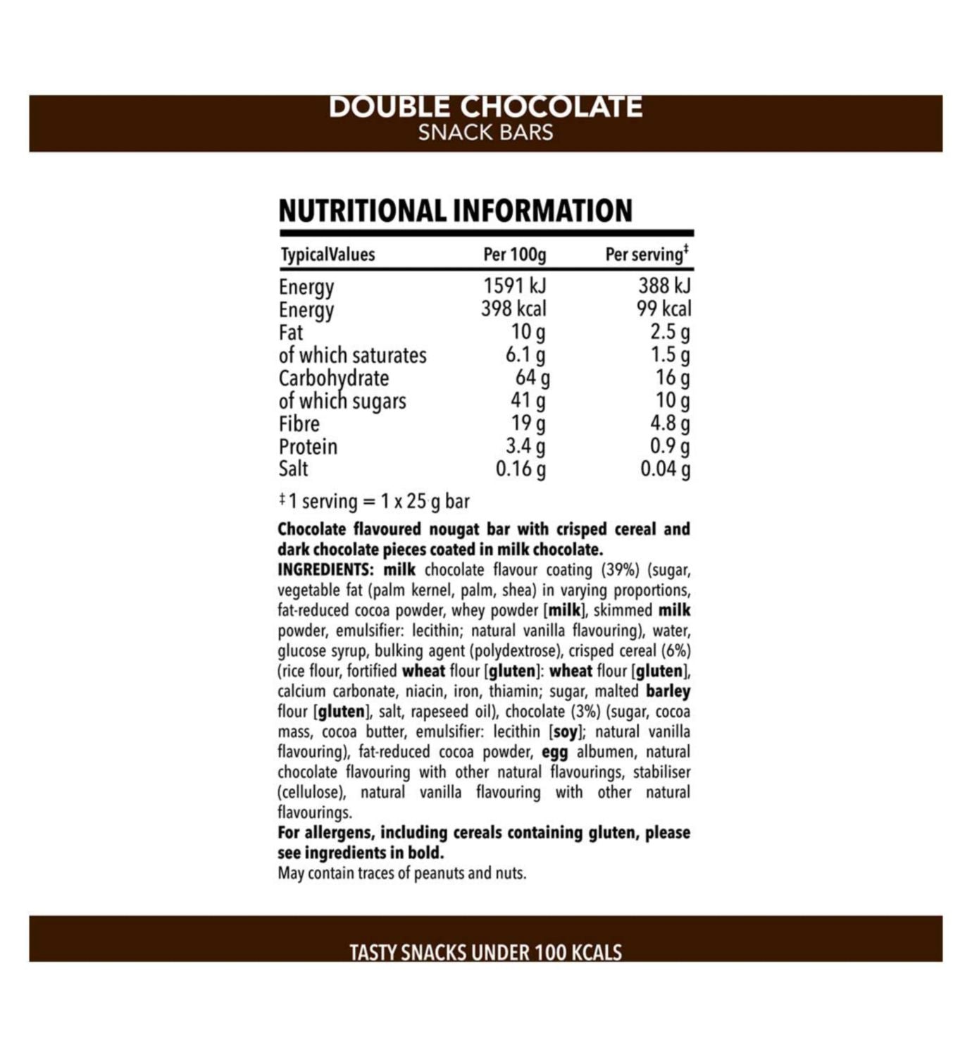 SlimFast snack bar Double Chocolate 6 x 25g, imported from the UK