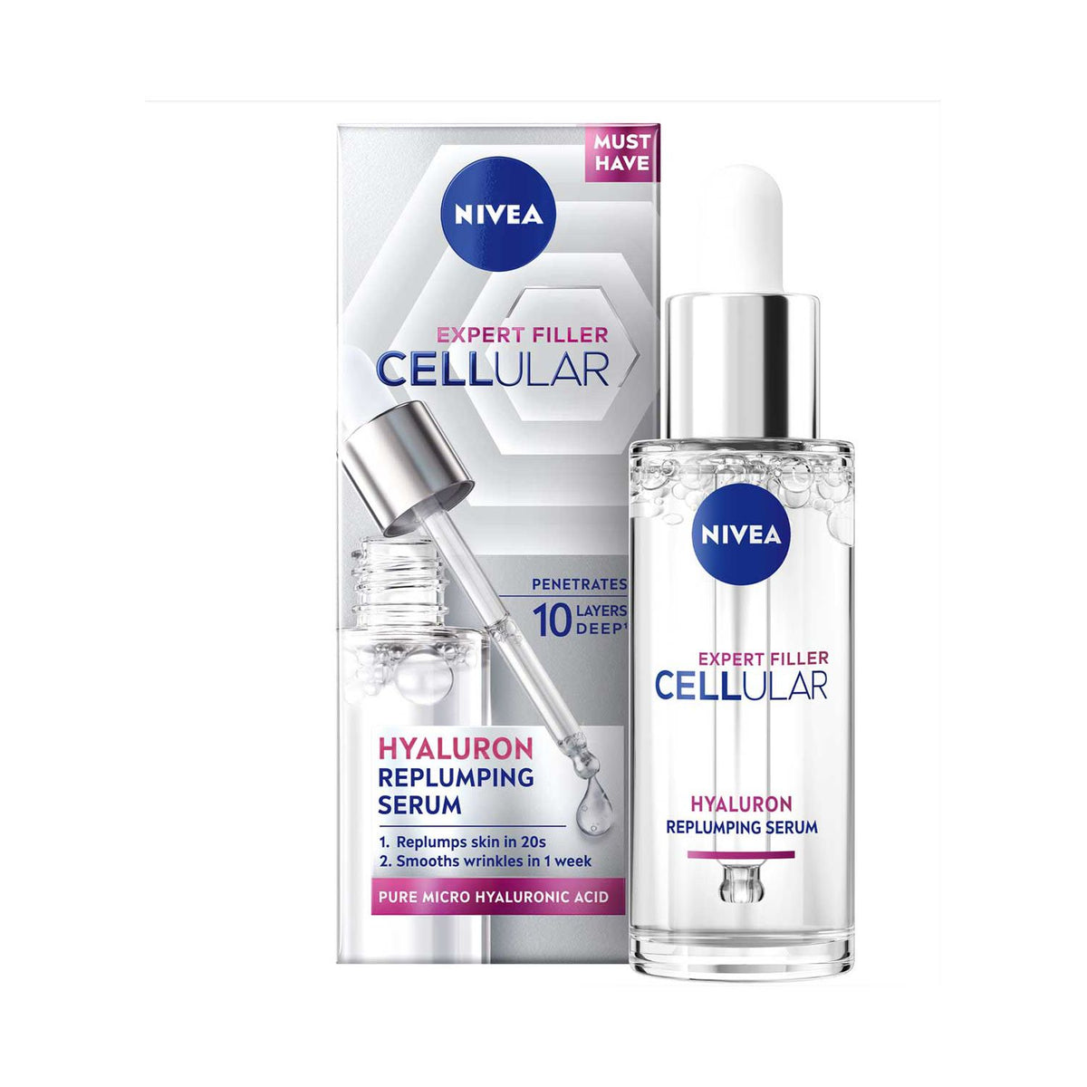 NIVEA Cellular Filler Hyaluronic Acid Serum 30ml (British brand)