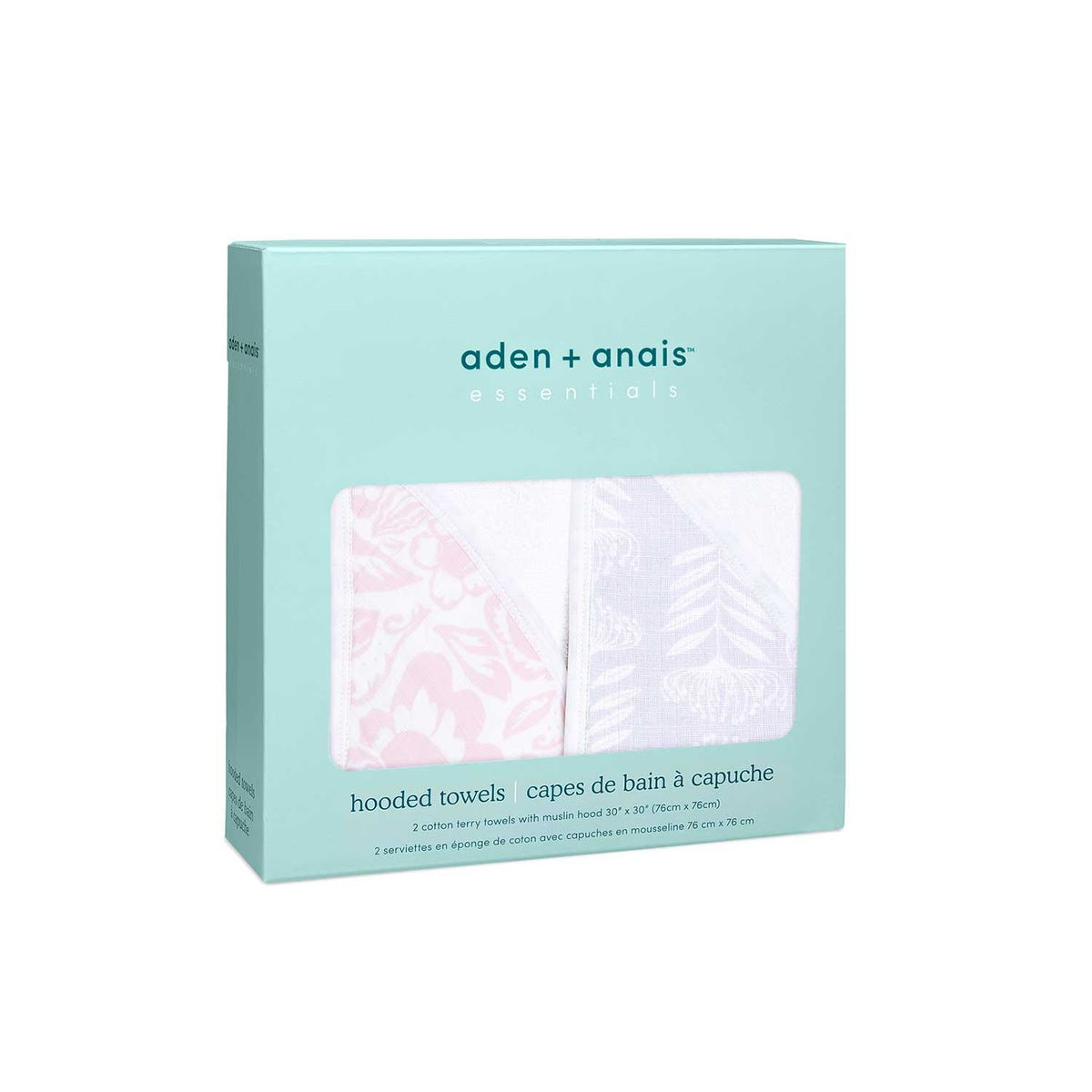 aden + anais hooded towel essentials 2 pack Damsel, imported from the UK