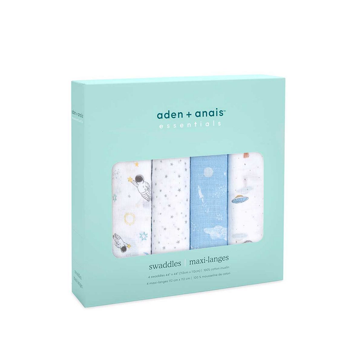 aden + anais™ Essentials Cotton Muslin 4 Pack Swaddle Blanket - Space Explorers GOODS Boots   