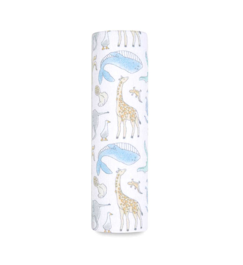 Aden and Anais cotton muslin swaddle blanket Natural History, imported from the UK