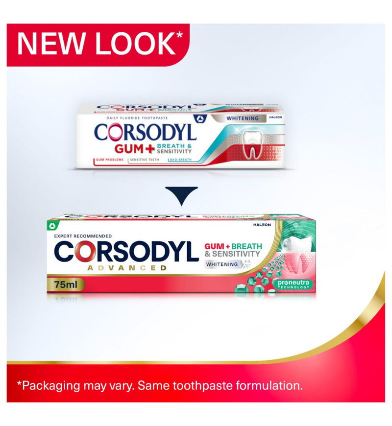 Corsodyl Gum+ Breath & Sensitivity Toothpaste Whitening 75ml