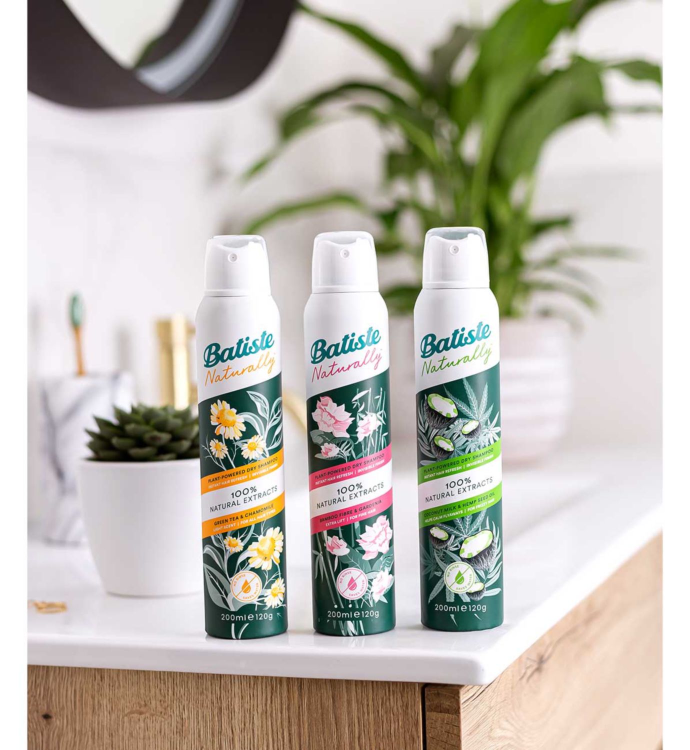 Batiste Dry Shampoo Green Tea and Chamomile 200ml - British product