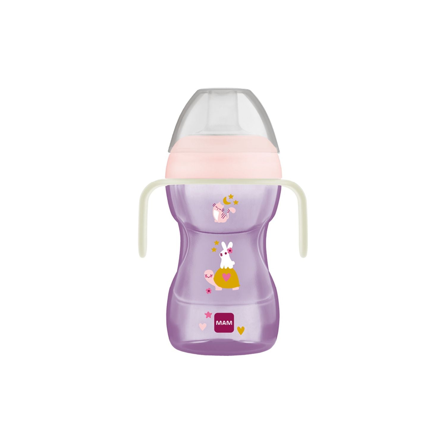 MAM pink baby cup with glow handles and soft spout 270ml, UK version
