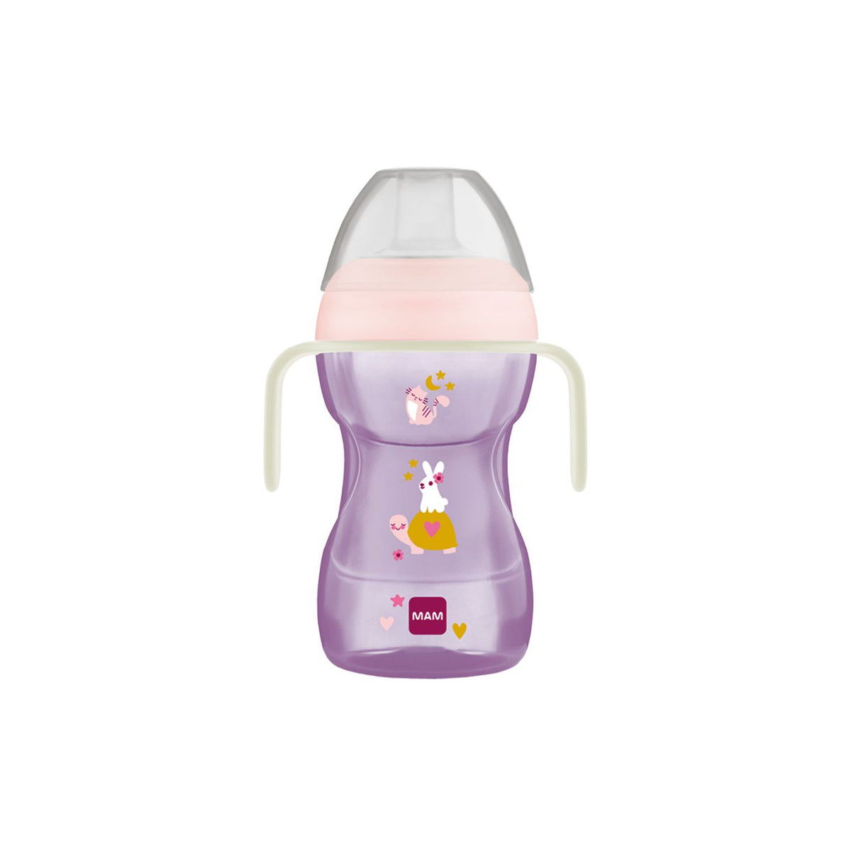 MAM pink baby cup with glow handles and soft spout 270ml, UK version