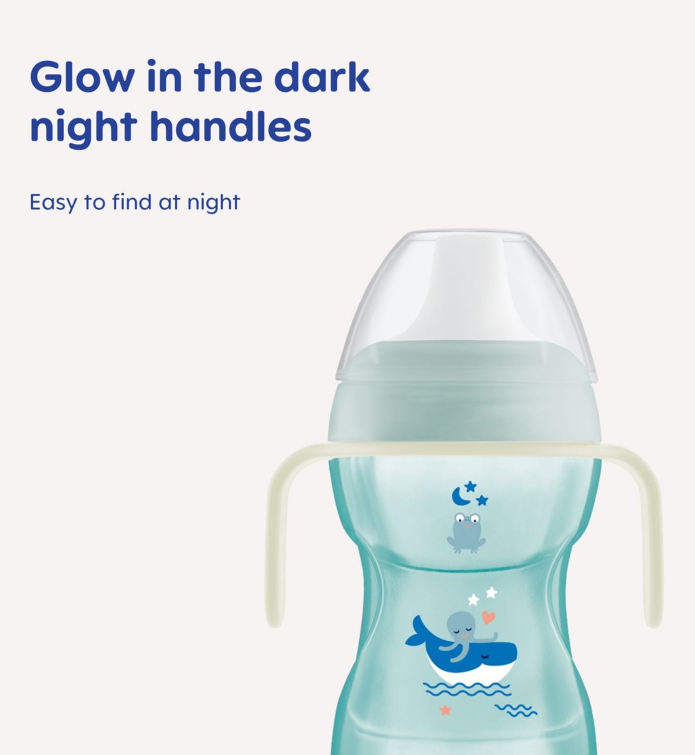 MAM pink baby cup with glow handles and soft spout 270ml, UK version