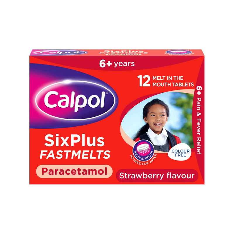 Calpol Six Plus Fastmelts strawberry flavour 250mg 12 pack - British product