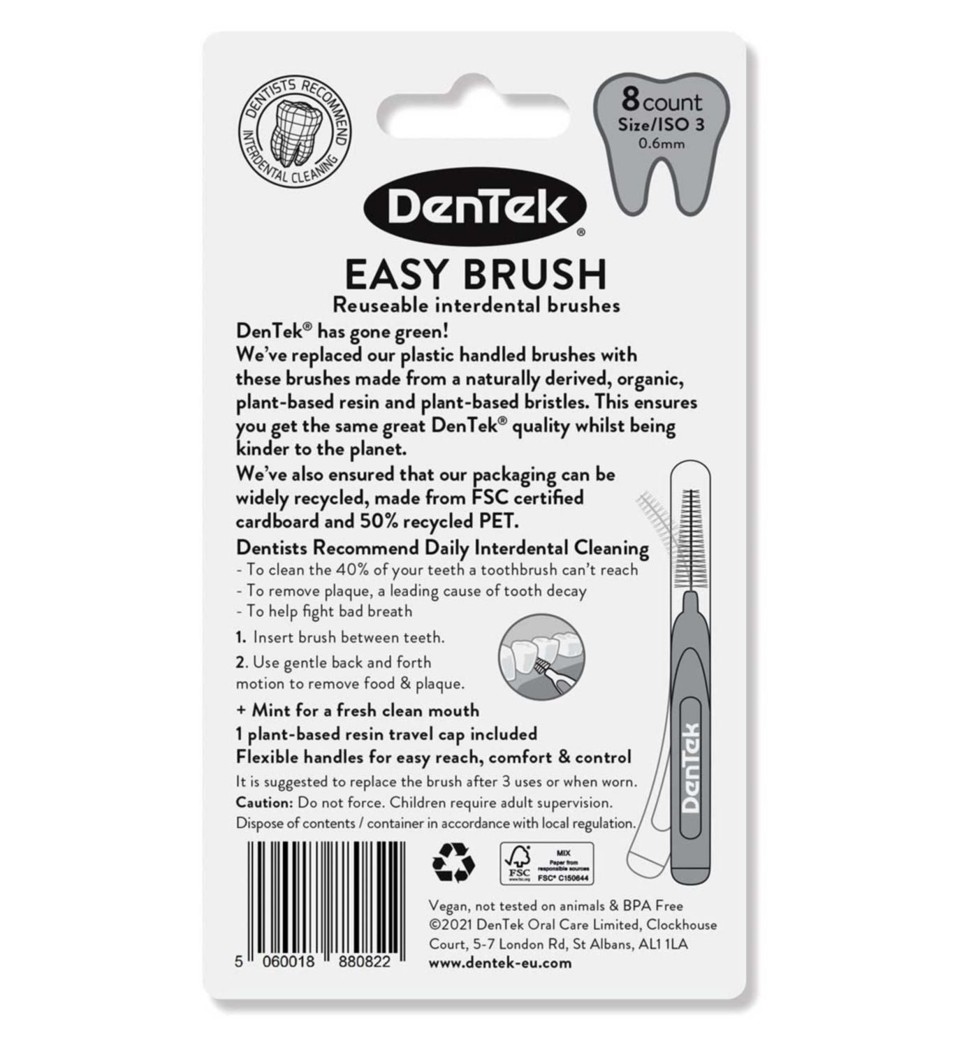 DenTek ECO Easy Brush Interdental Brush ISO3 8s