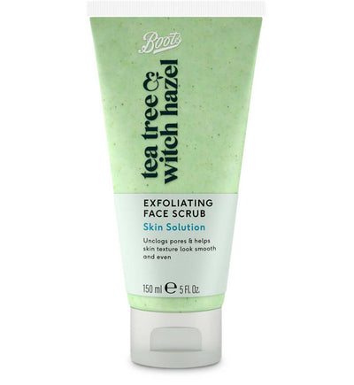 Boots Tea Tree & Trollhassel eksfolierende ansiktsskrubb 150ml