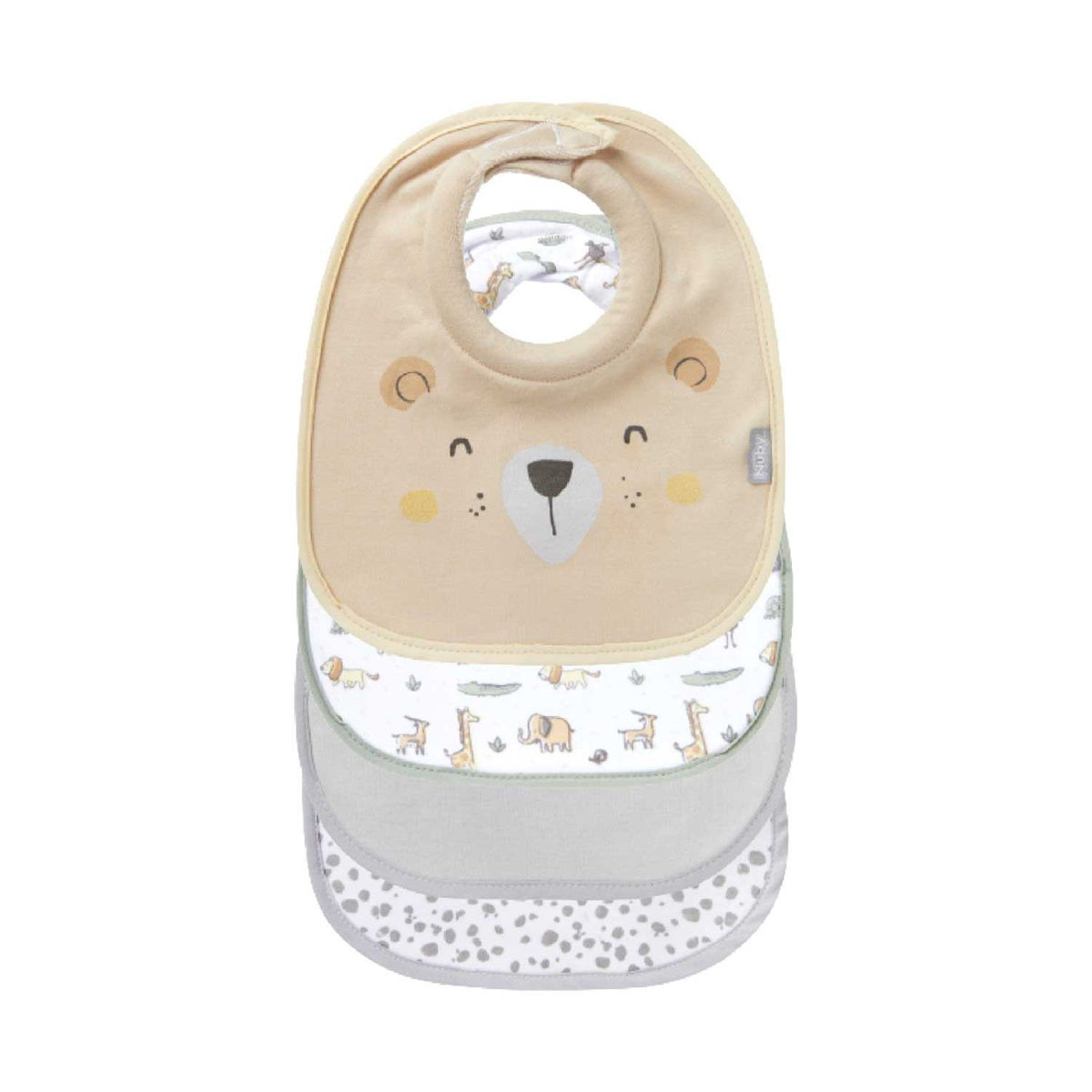 Nuby 4 pack organic cotton bibs, UK version