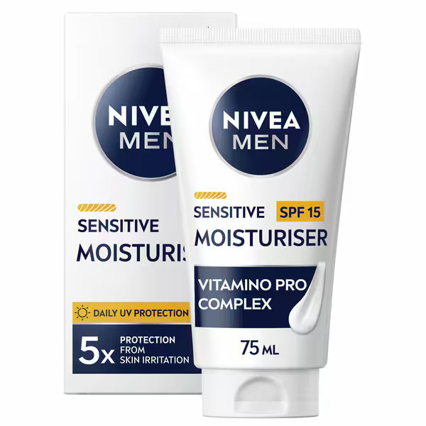 Nivea Men Sensitive Moisturiser SPF15 75ml, imported from the UK