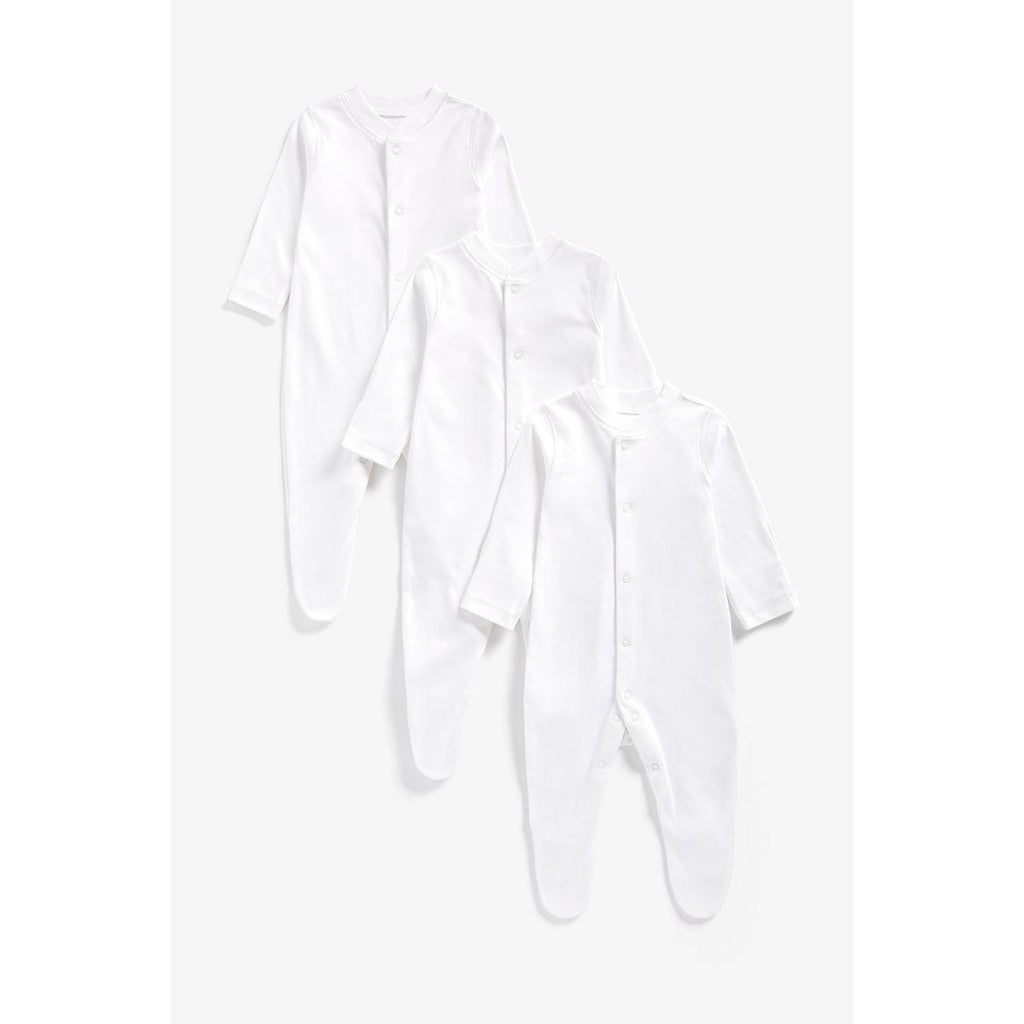 White Sleepsuits - 3 Pack