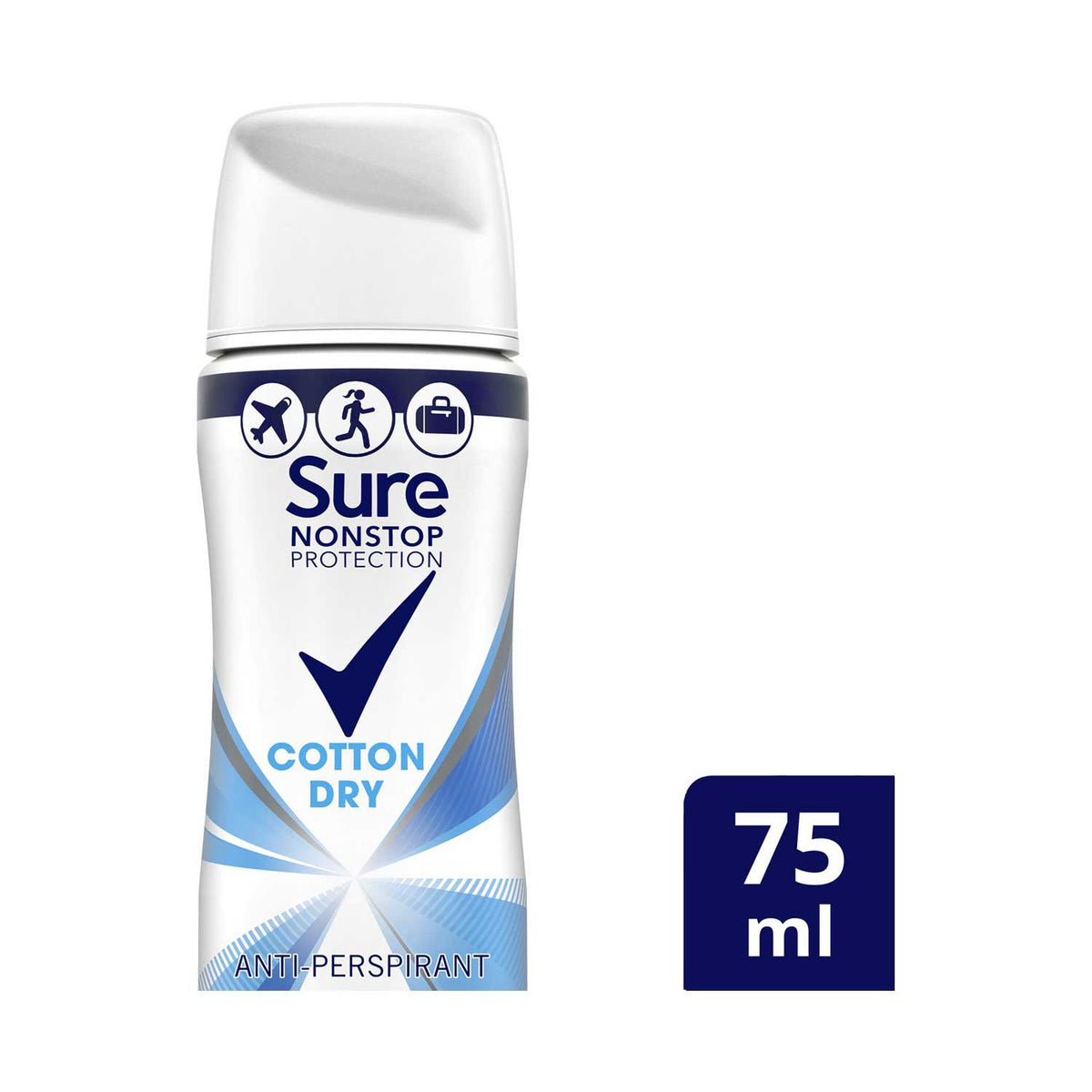 Sure Cotton Dry nonstop protection compressed antiperspirant aerosol 75ml - British product