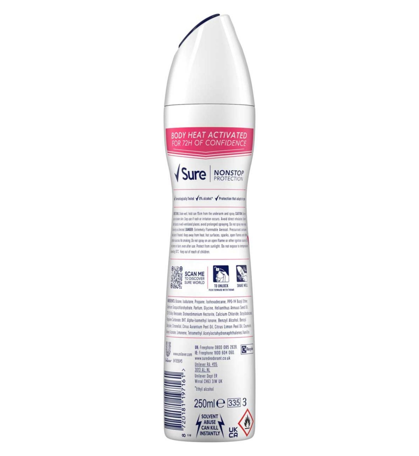 Sure antiperspirant spray Bright Bouquet 250ml (British brand)