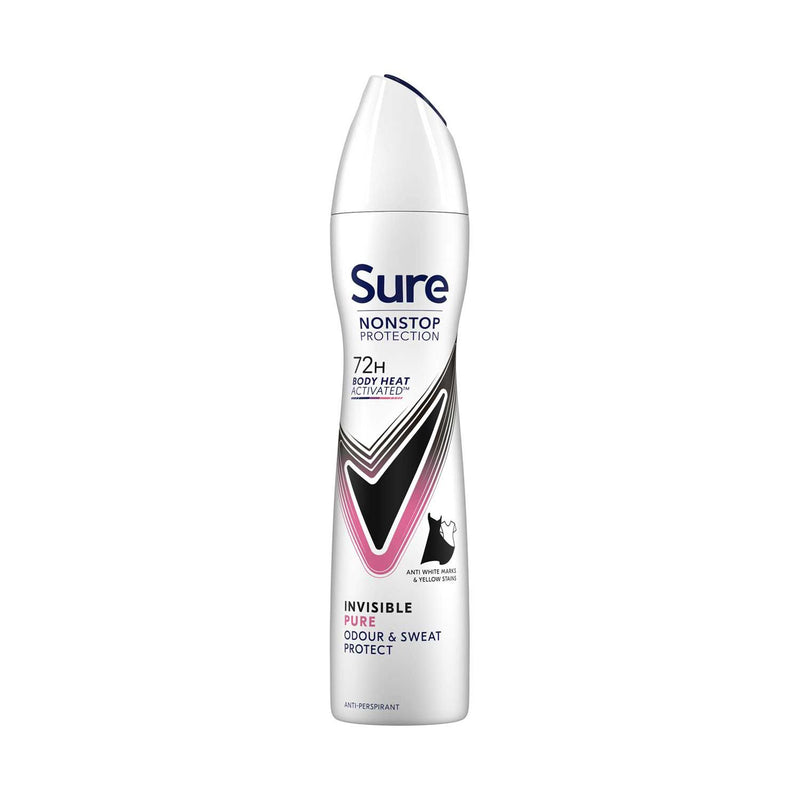 Sure antiperspirant aerosol deodorant Invisible Pure 250ml (British brand)