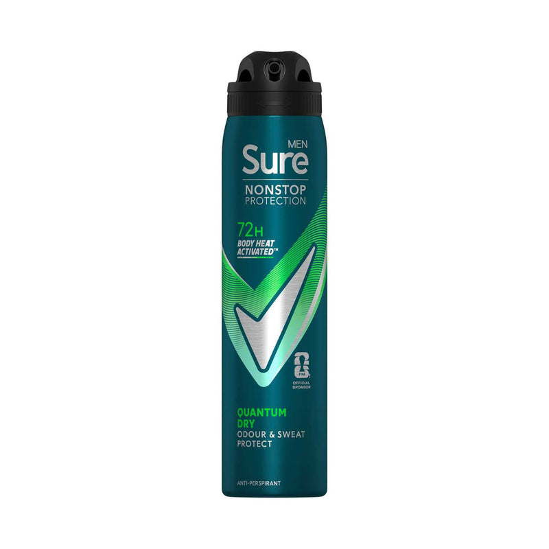 Sure Men Nonstop Protection Quantum Dry antiperspirant aerosol 250ml (British brand)