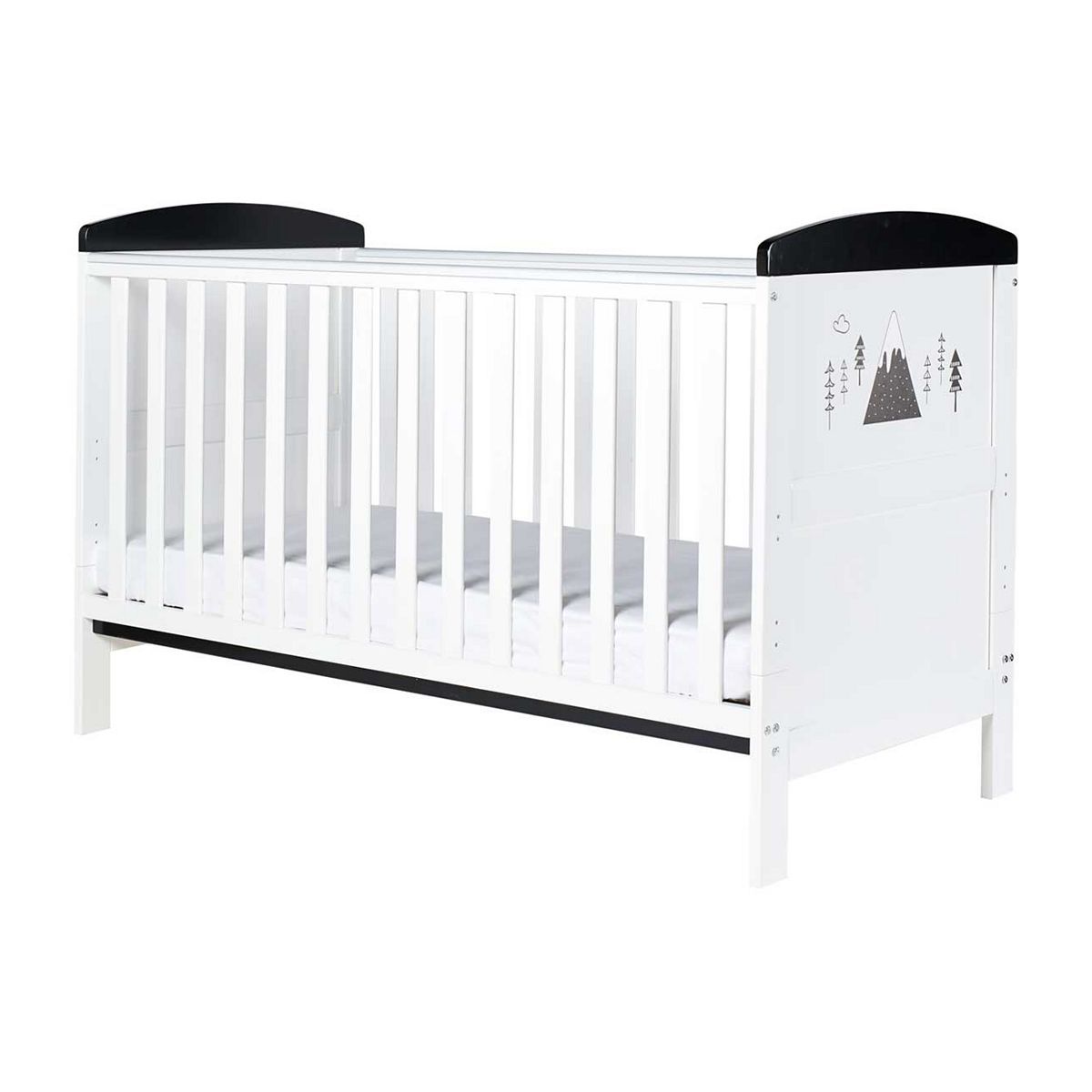 Ickle Bubba Coleby Style Cot Bed and Deluxe Mattress - Mono Mountains GOODS Boots   