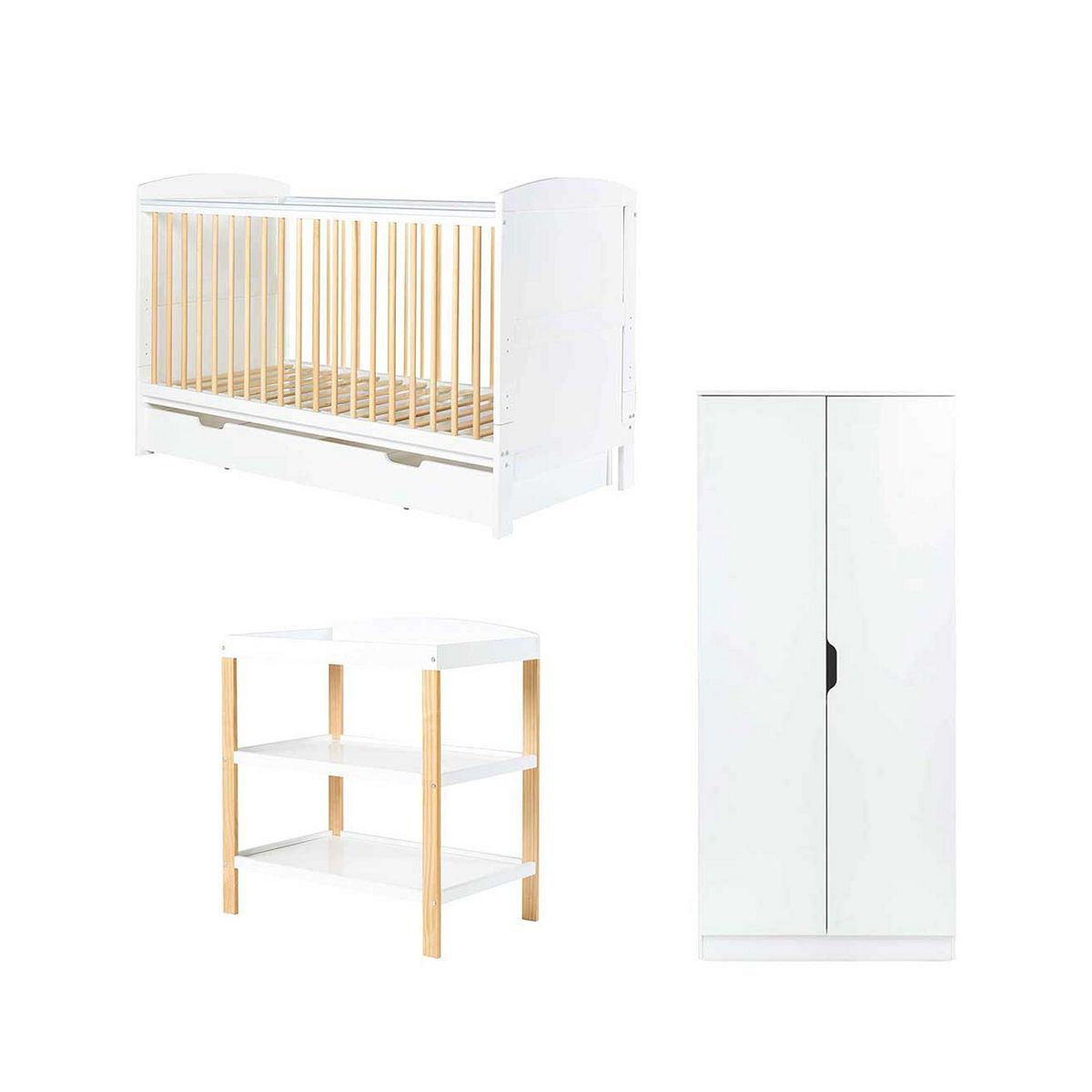 Ickle Bubba Coleby Classic 3 Piece Furniture Set and Deluxe Mattress - Scandi White GOODS Boots   