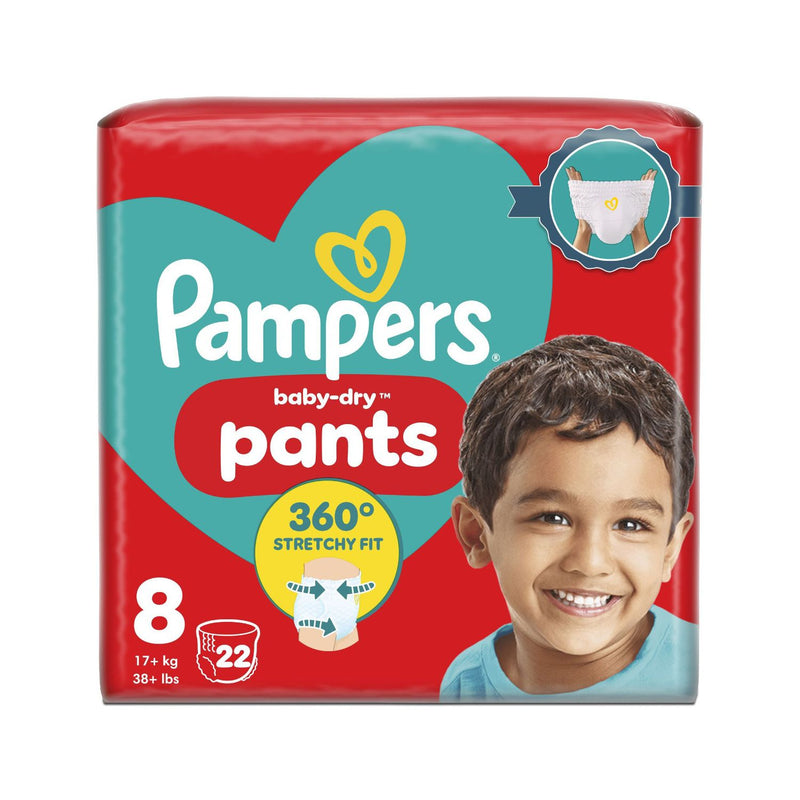 Pampers Baby-Dry Nappy Pants Size 8 22 count 19kg+, imported from the UK