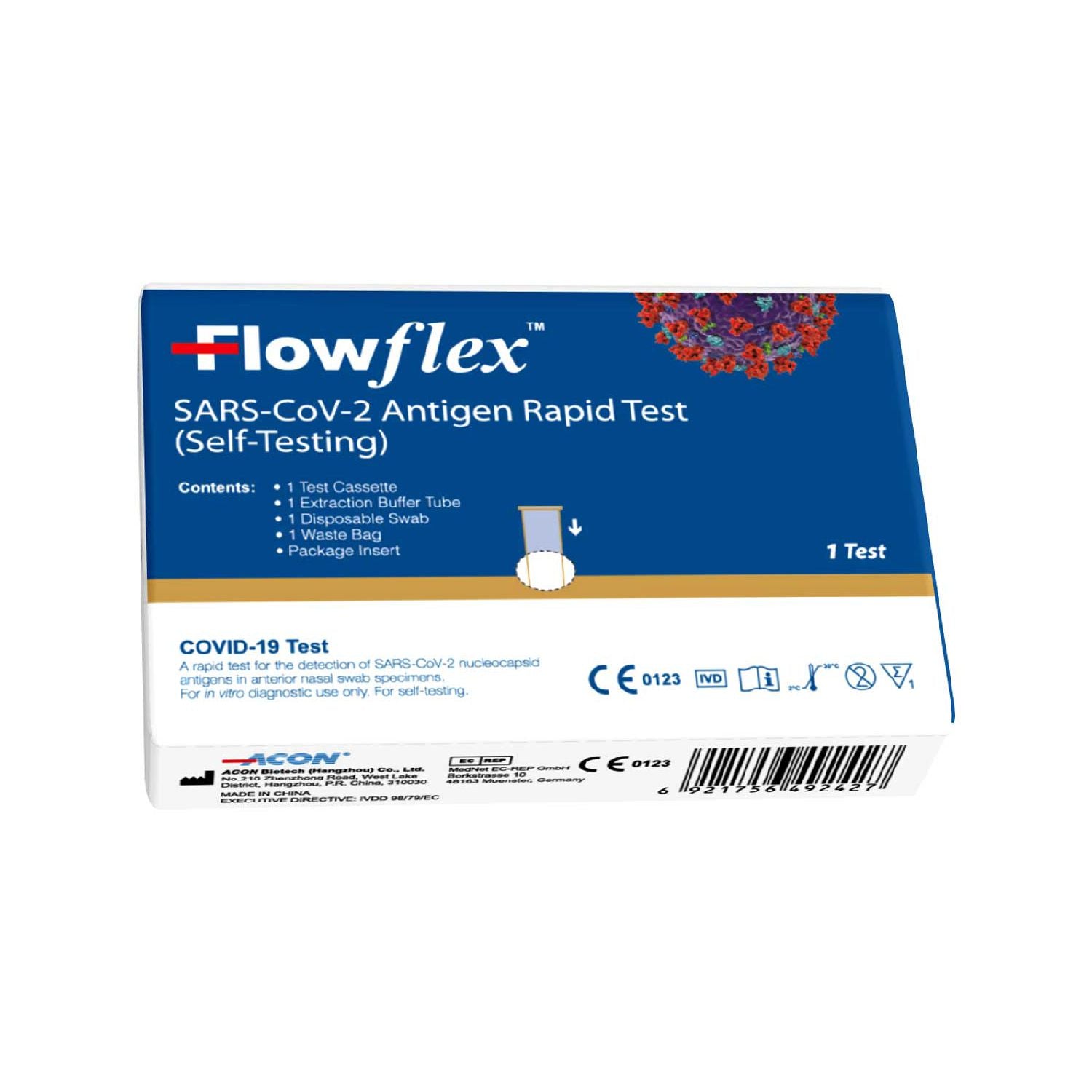 Flowflex rapid antigen test self-testing kit 1 test, imported from the UK