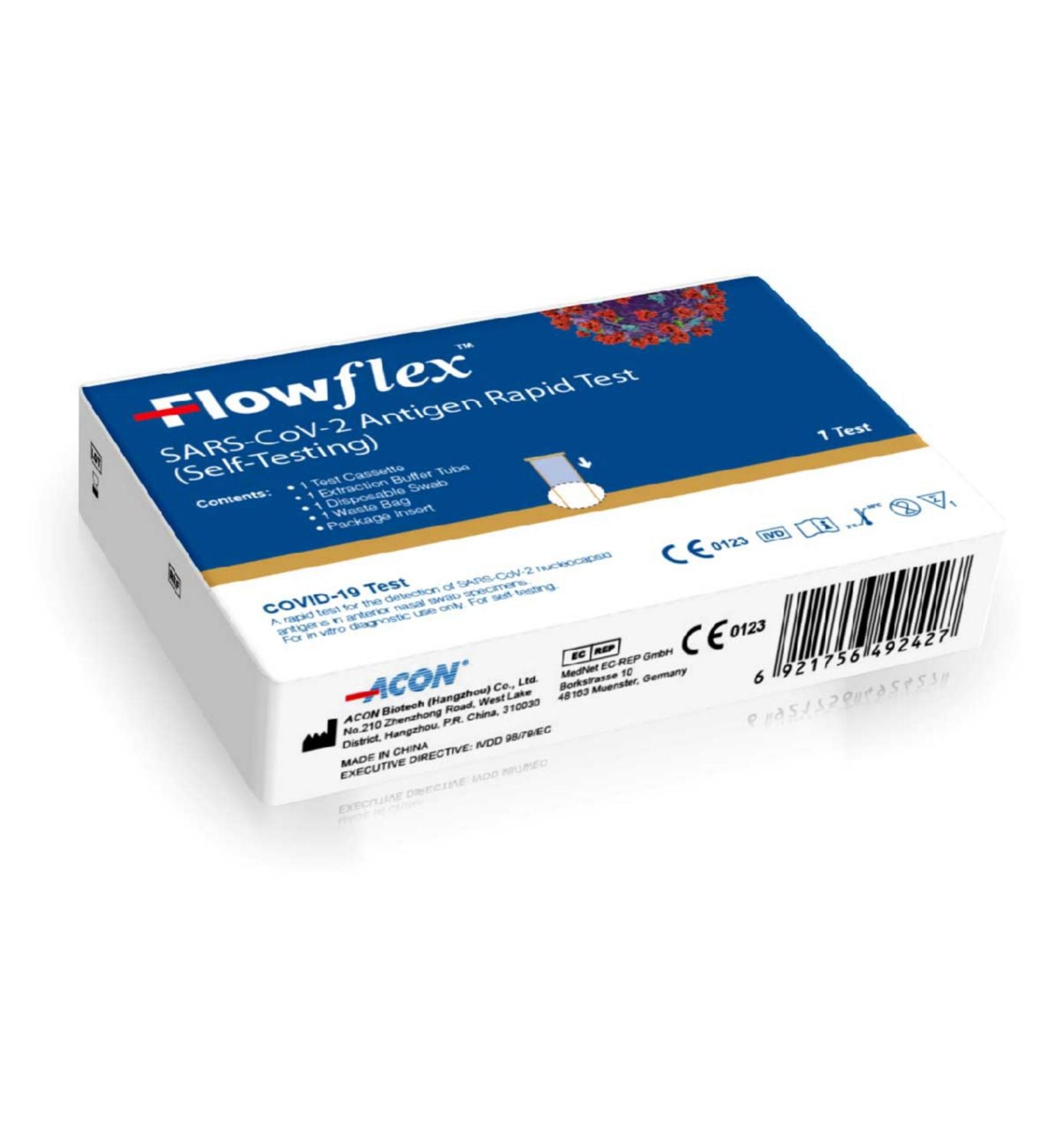 Flowflex rapid antigen test self-testing kit 1 test, imported from the UK