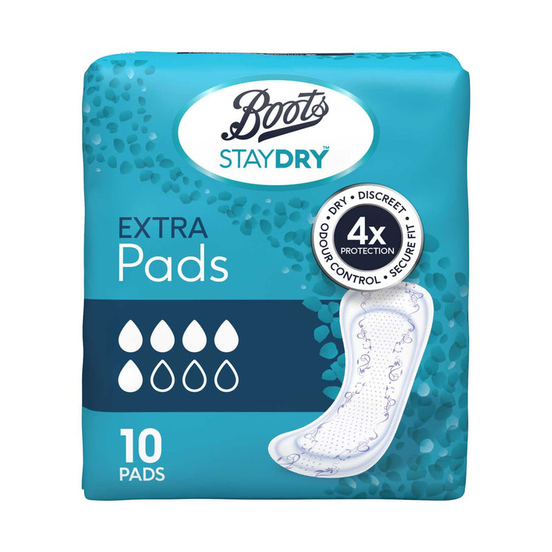 Boots Staydry Extra incontinence pads - British product