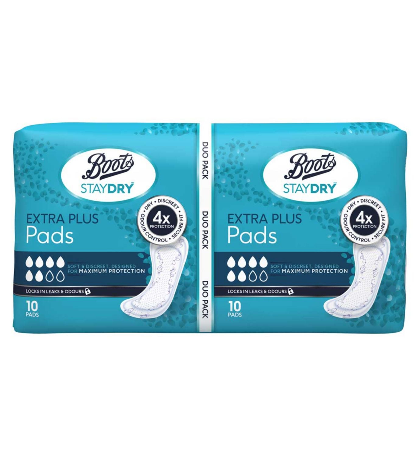 Boots Staydry Extra Plus incontinence pads Duo Pack - British product