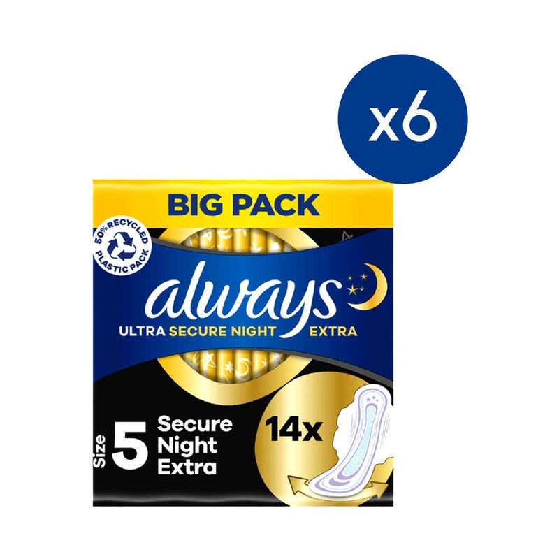 Always Secure Night Extra pads Size 5, imported from the UK