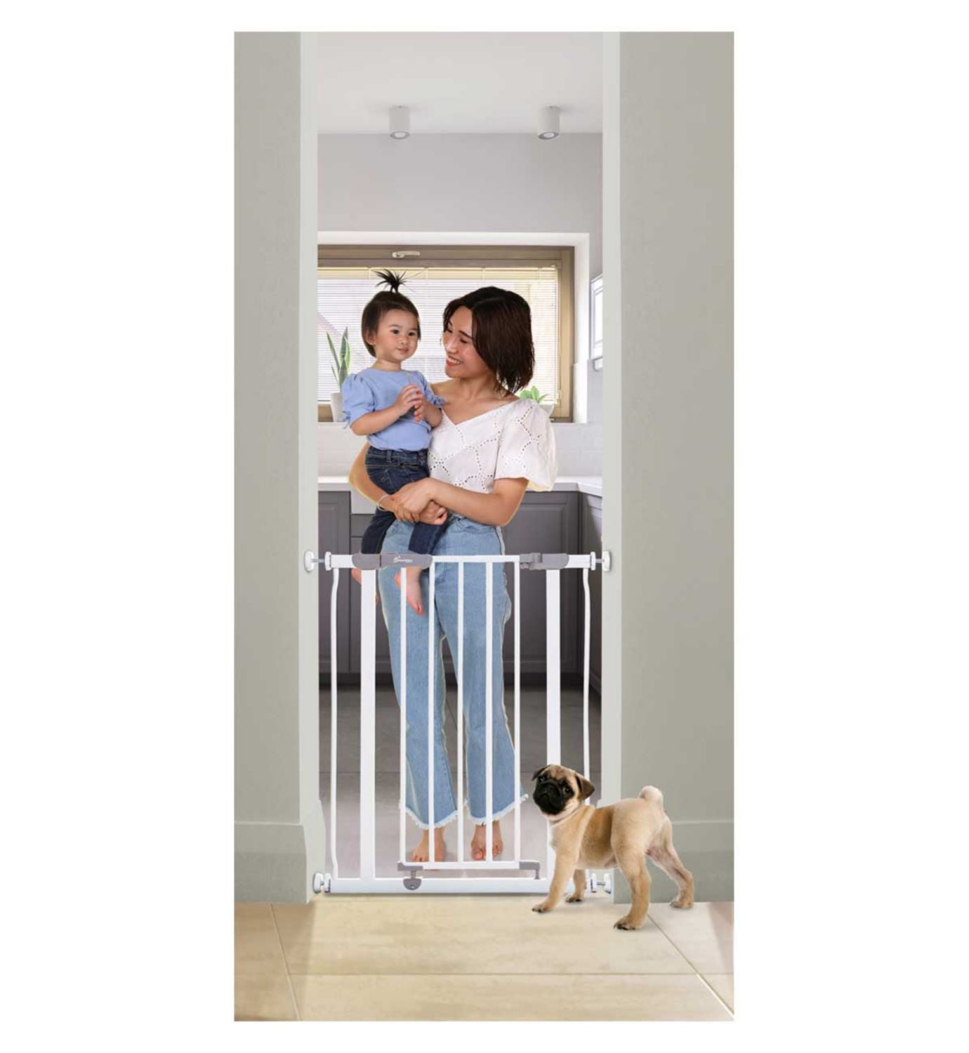 DreamBaby Ava Slimline Gate White 61-68cm - British product