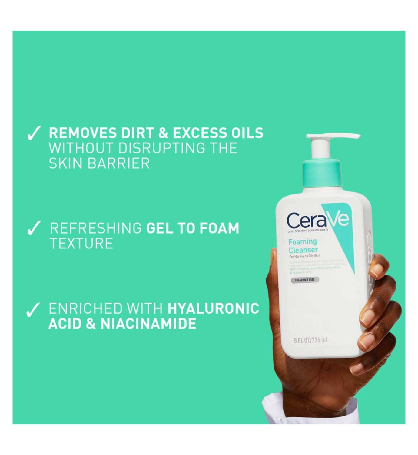CeraVe foaming cleanser with Niacinamide 473ml, imported from the UK