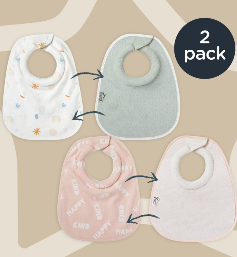 Tommee Tippee milk feeding bibs pack of 2 (British brand)