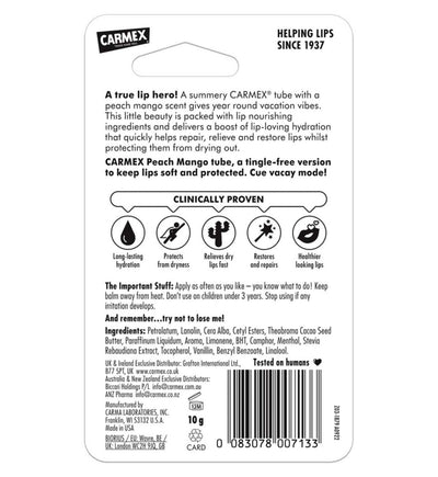 Boots Carmex Peach Mango Lip Balm Tube- Buy online at McGrocer