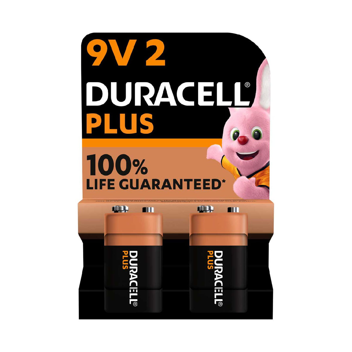 Duracell Plus 9V alkaline battery 2pk - British product