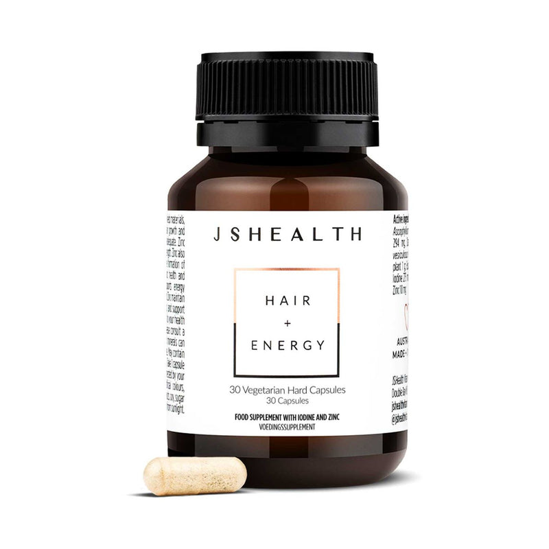 JSHealth Hair + Energy vegetarian capsules 30s (British brand)